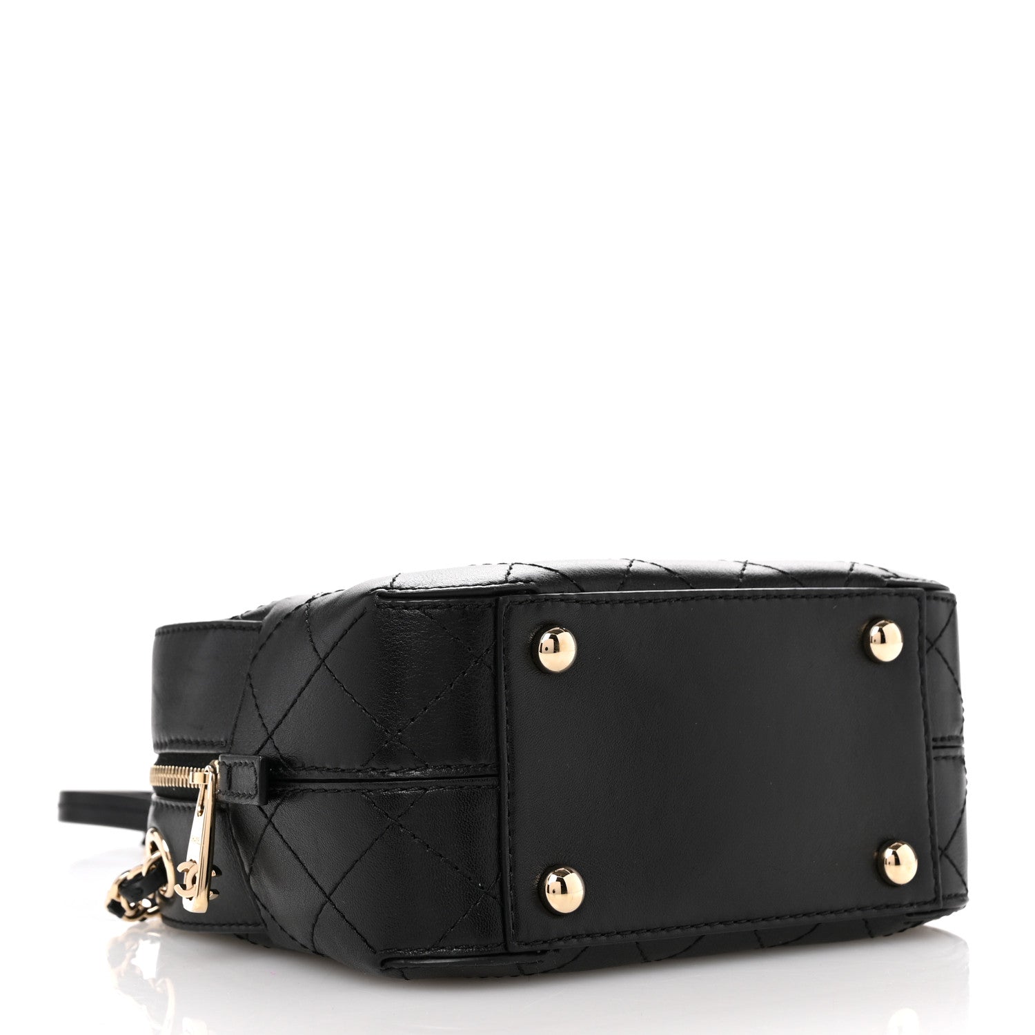Chanel Calfskin Stitched Enamel CC Camera Case Bag Black 4 of 10