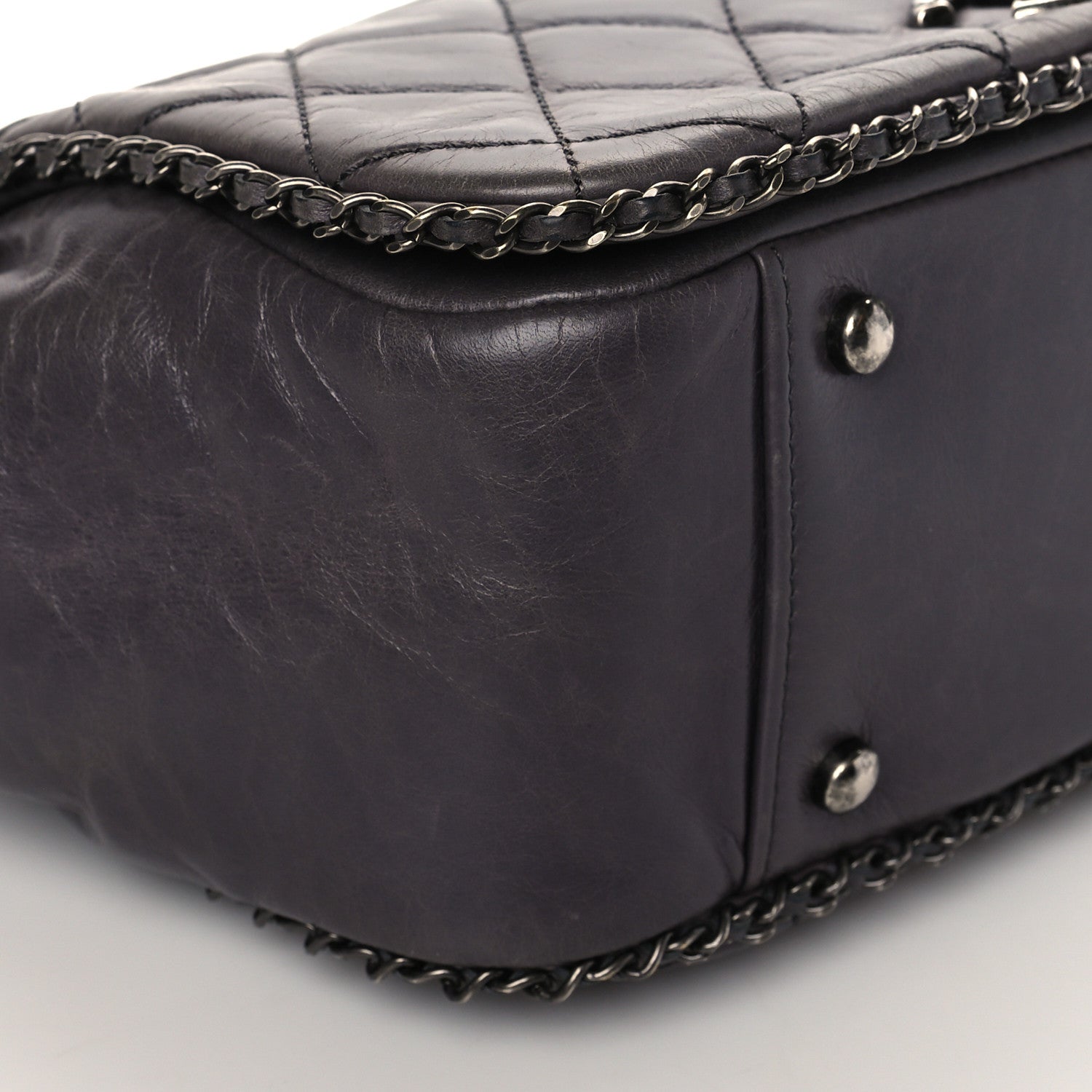 Chanel Calfskin Quilted Small CC Enchained Accordion Flap Grey 8 of 9