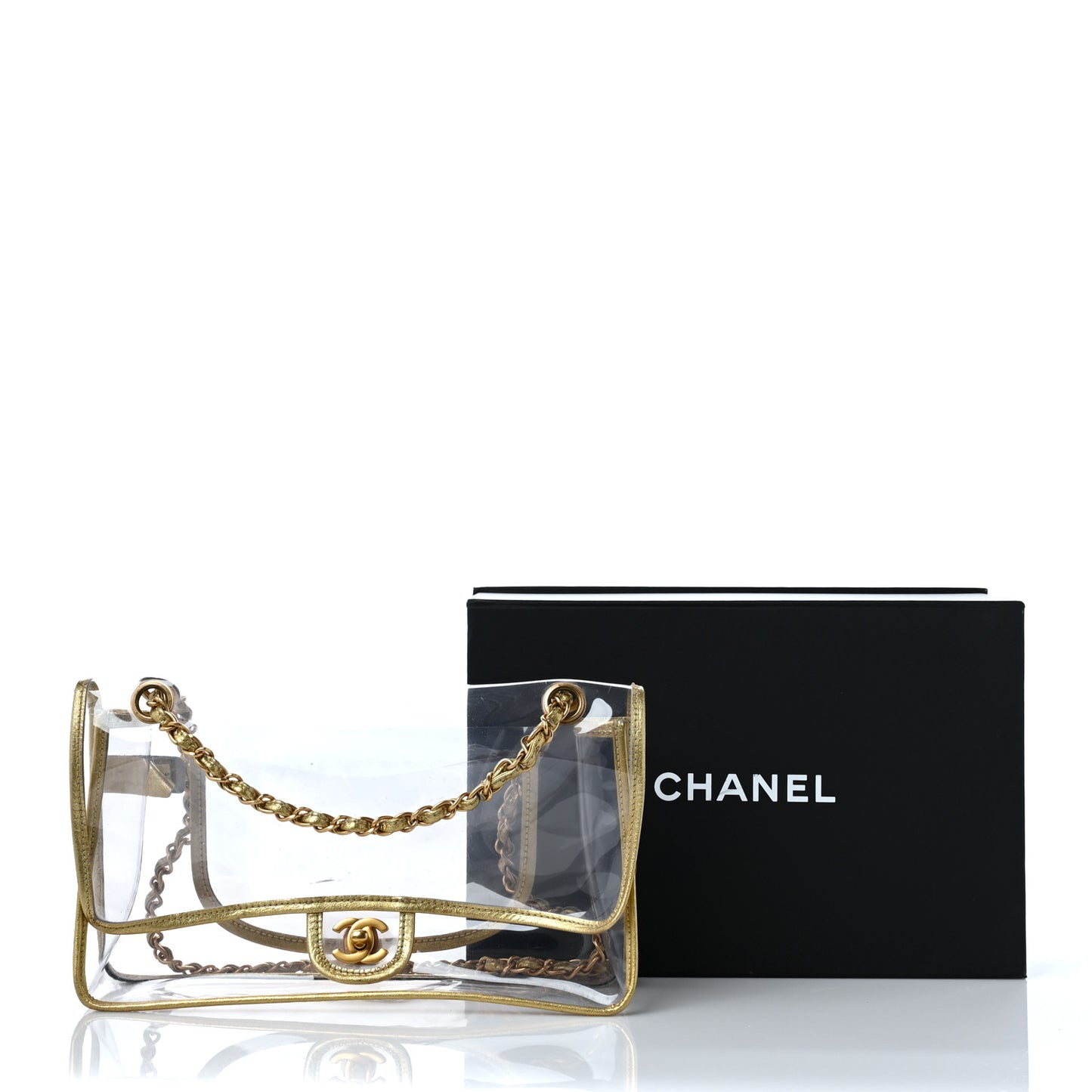 Metallic Lambskin PVC Medium Naked Flap Gold