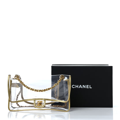 Chanel Metallic Lambskin PVC Medium Naked Flap Gold 9 of 9
