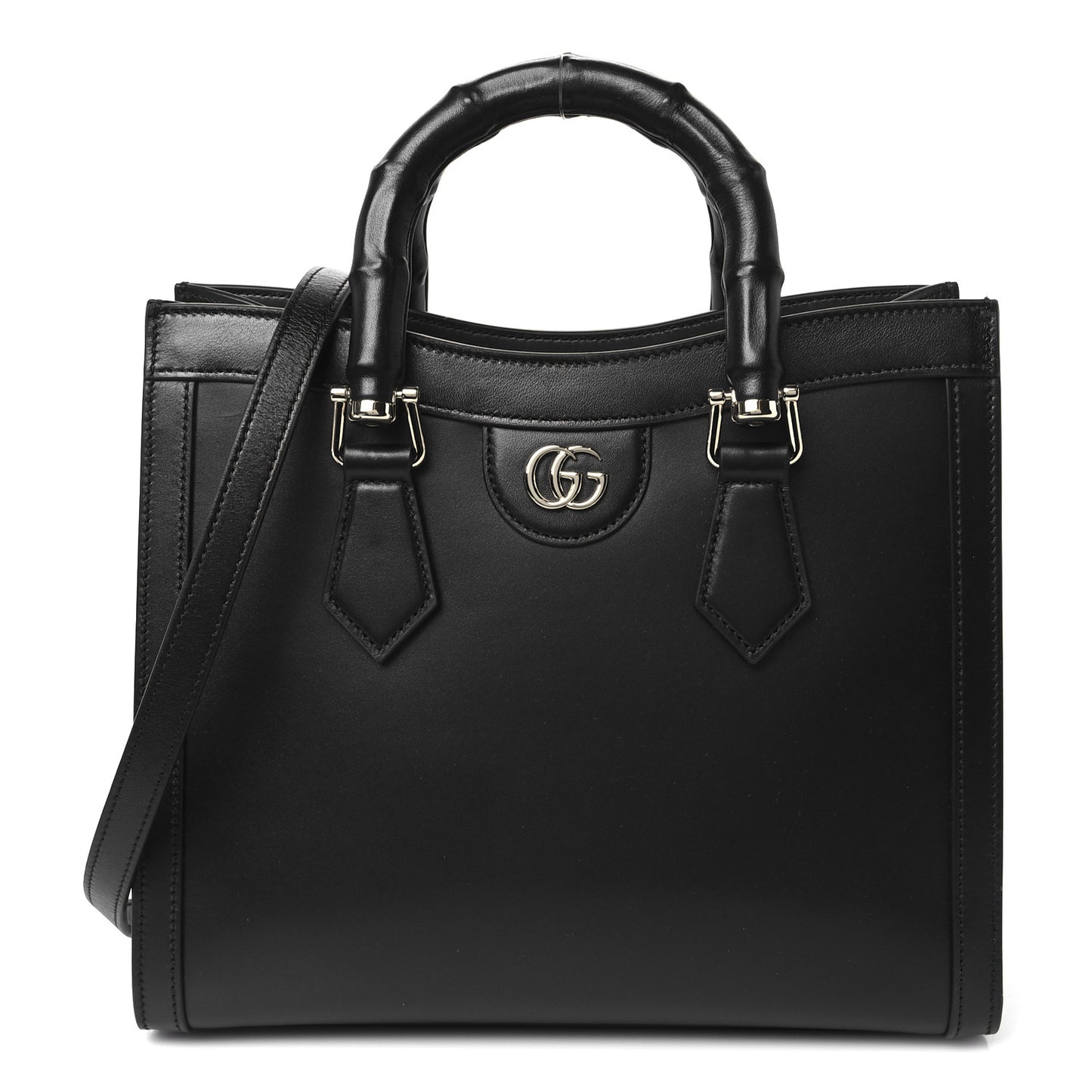 Sweetbread Calfskin Medium Diana Tote Bag Black