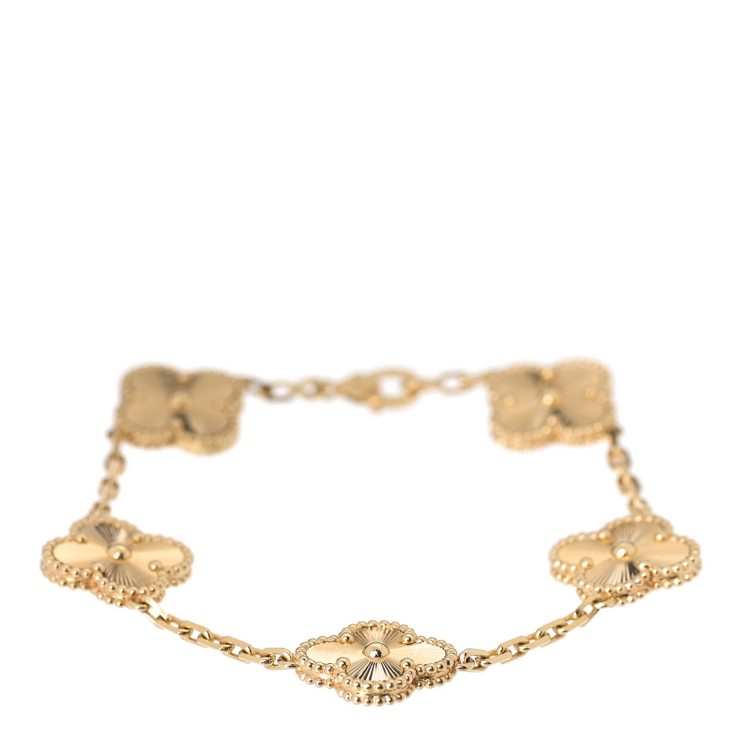 Van Cleef & Arpels 18K Yellow Gold 5 Motifs Guilloche Vintage Alhambra Bracelet 1 of 7