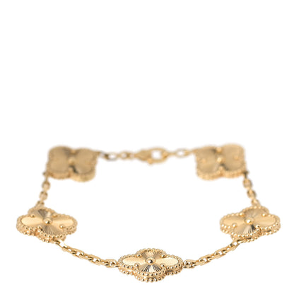 Van Cleef & Arpels 18K Yellow Gold 5 Motifs Guilloche Vintage Alhambra Bracelet 1 of 7