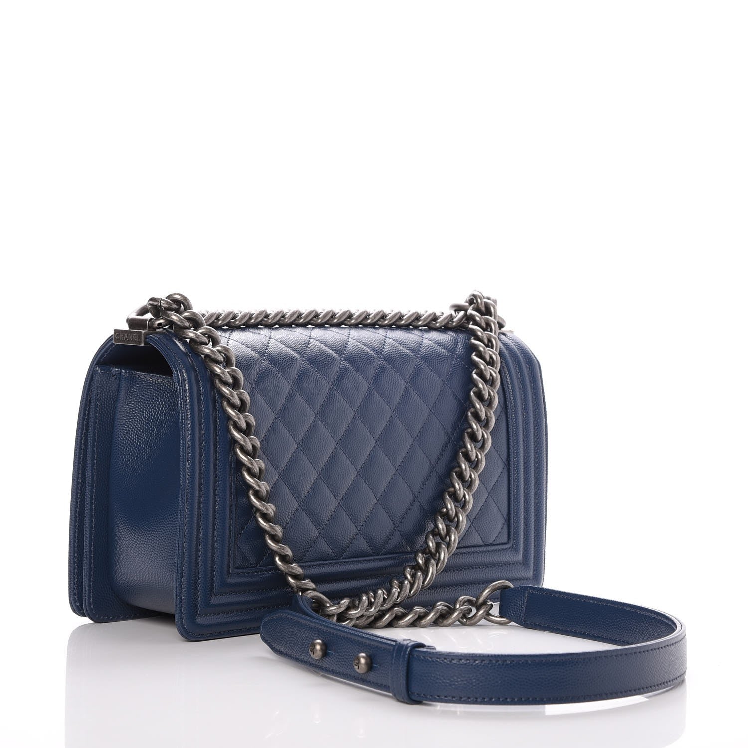 Chanel Caviar Quilted Medium Boy Flap Dark Blue 4 of 9