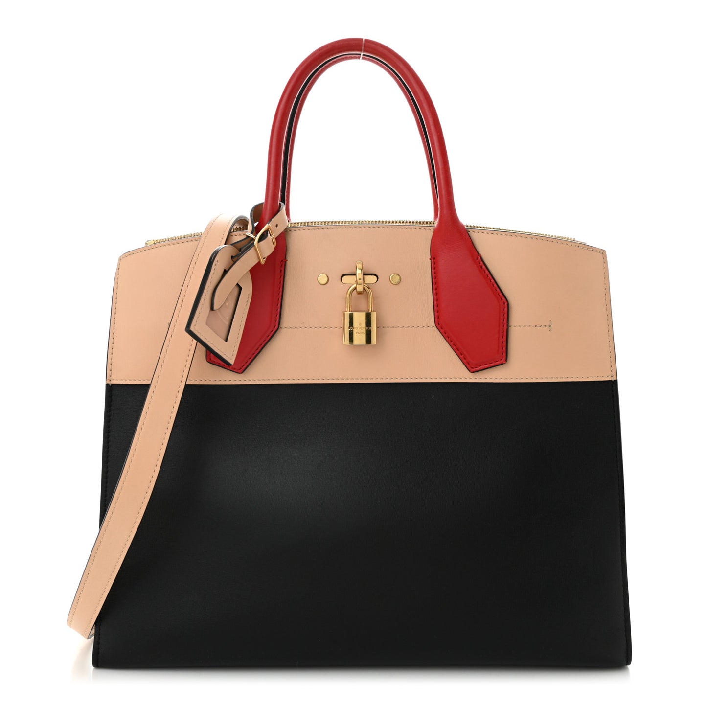 Calfskin City Steamer MM Black Creme Bourgogne