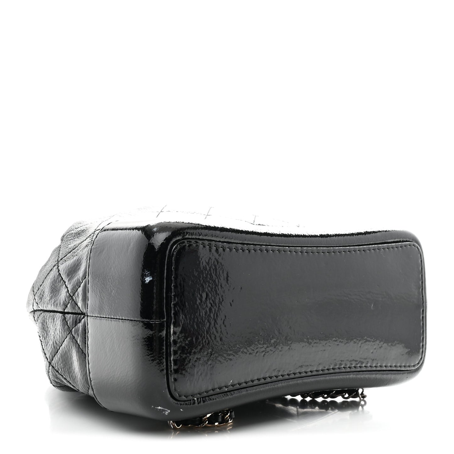 Patent Goatskin Quilted Small Gabrielle Backpack Black