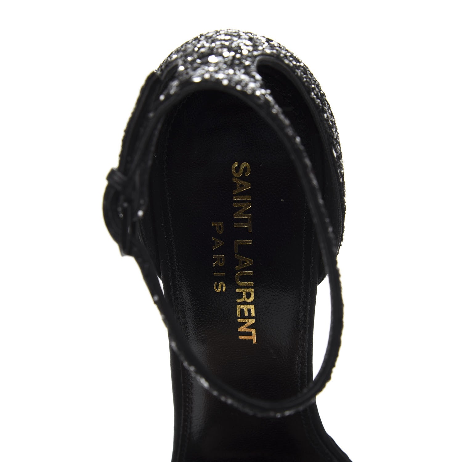 Saint Laurent Glitter Black Amber 105 Sandals 36.5 Black 7 of 10