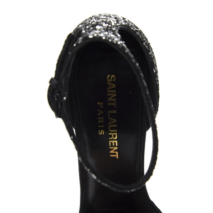 Saint Laurent Glitter Black Amber 105 Sandals 36.5 Black 7 of 10