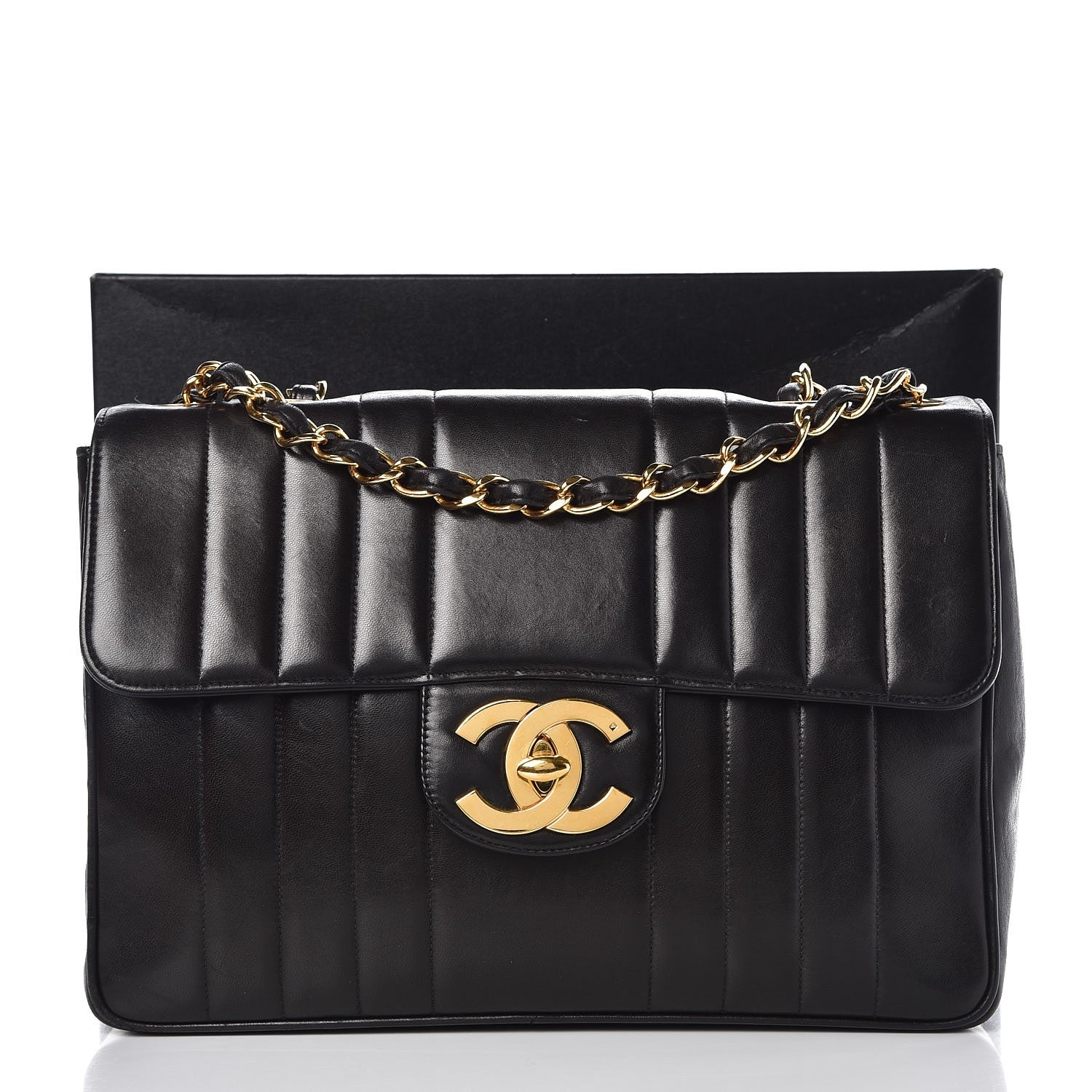 Chanel Lambskin Vertical Quilt Jumbo Single Flap Black 16 of 16