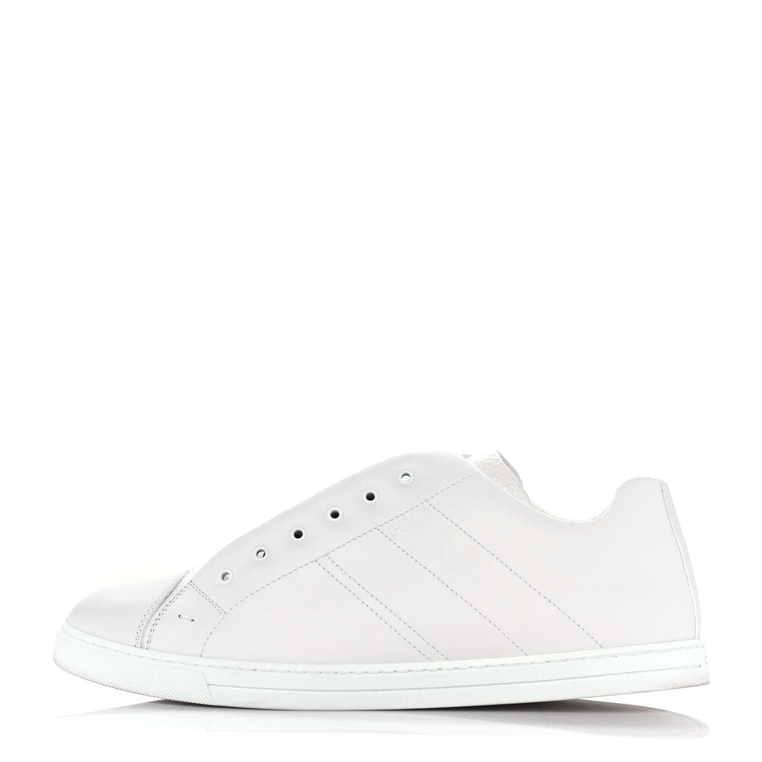 Fendi Calfskin FF Mens Slip On Sneakers 9 White Maya Black 1 of 9