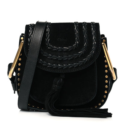 Chloe Suede Calfskin Braided Mini Hudson Shoulder Bag Black 1 of 10