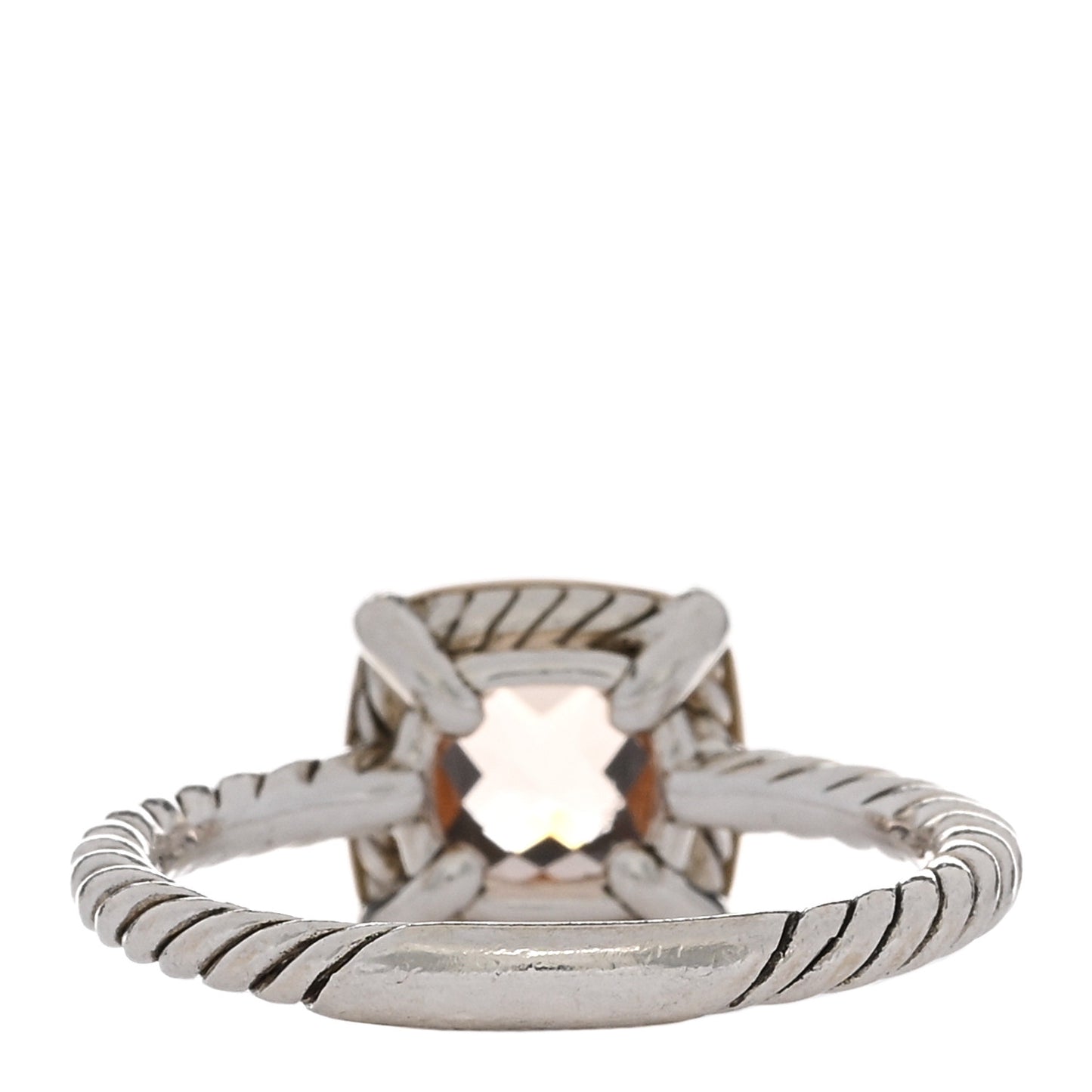 Sterling Silver 18K Rose Gold Diamond Morganite Chatelaine Bezel Ring 59 8.75