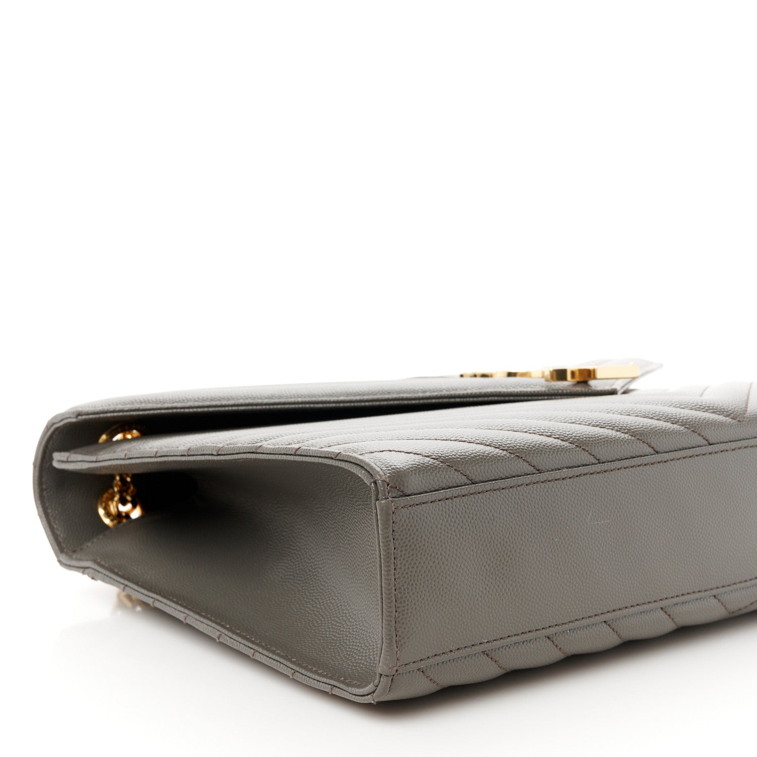 Saint Laurent Grain De Poudre Matelasse Chevron Large Monogram Satchel Earth 10 of 11