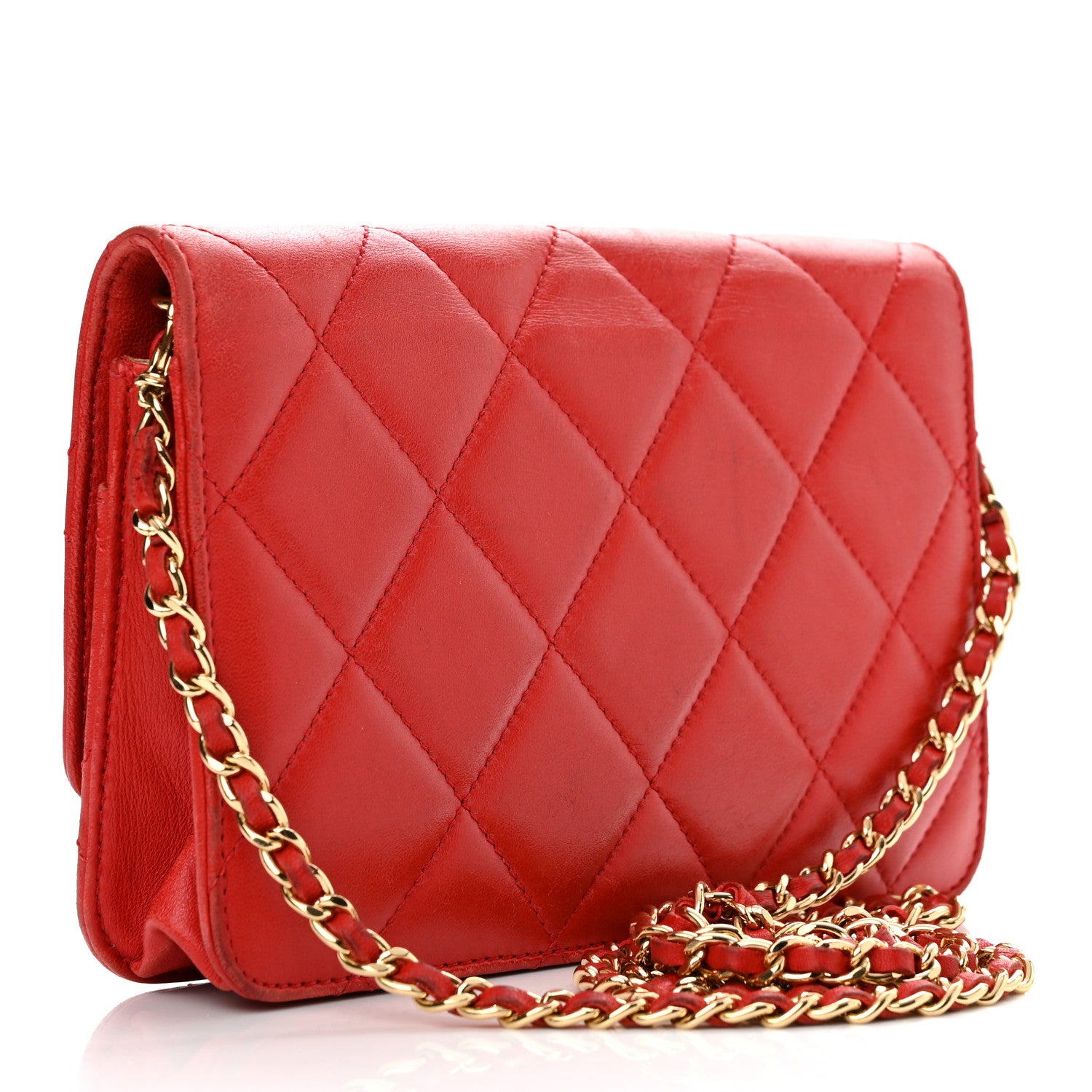 Chanel Lambskin Quilted Golden Class Wallet on Chain WOC Red 3 of 16