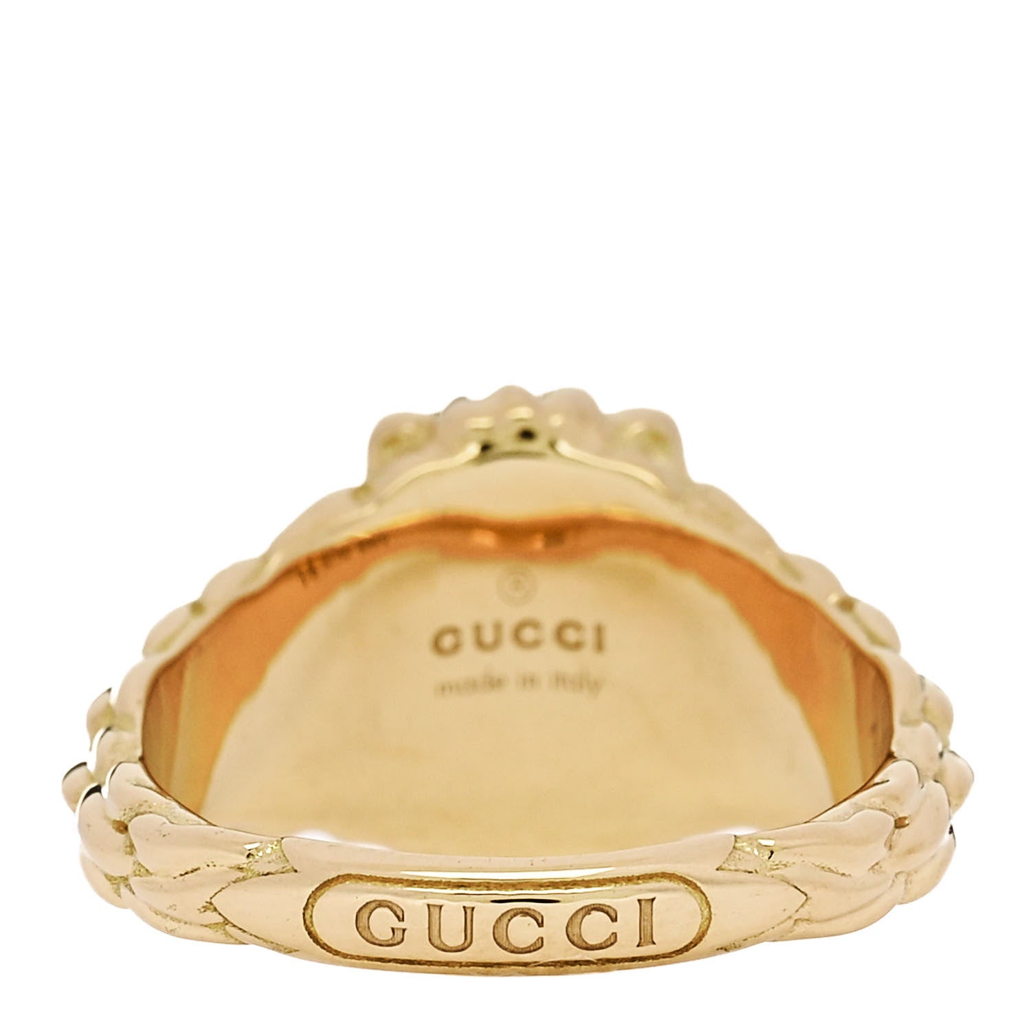 Gucci 18K Yellow Gold Diamond Chrome Diopside Lion Head Ring 54 6.75 4 of 7