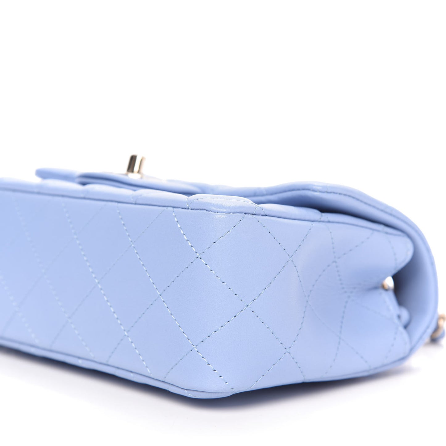 Lambskin Quilted Mini Rectangular Flap Light Blue