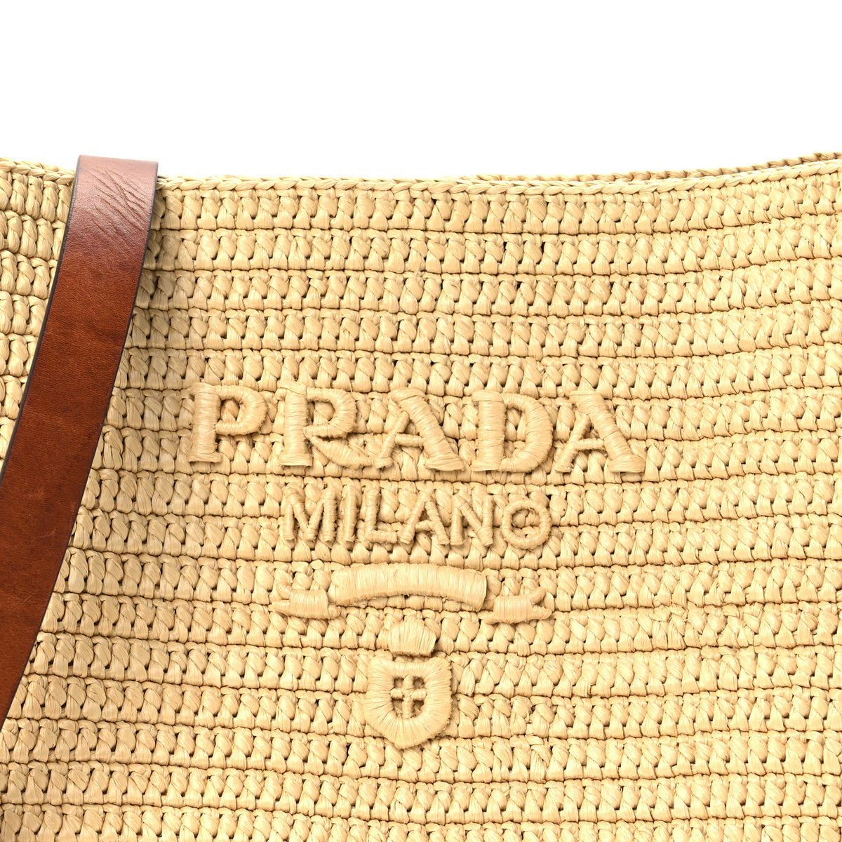 Prada Crochet Vitello Secchiello Bucket Bag Naturale Brandy 9 of 12