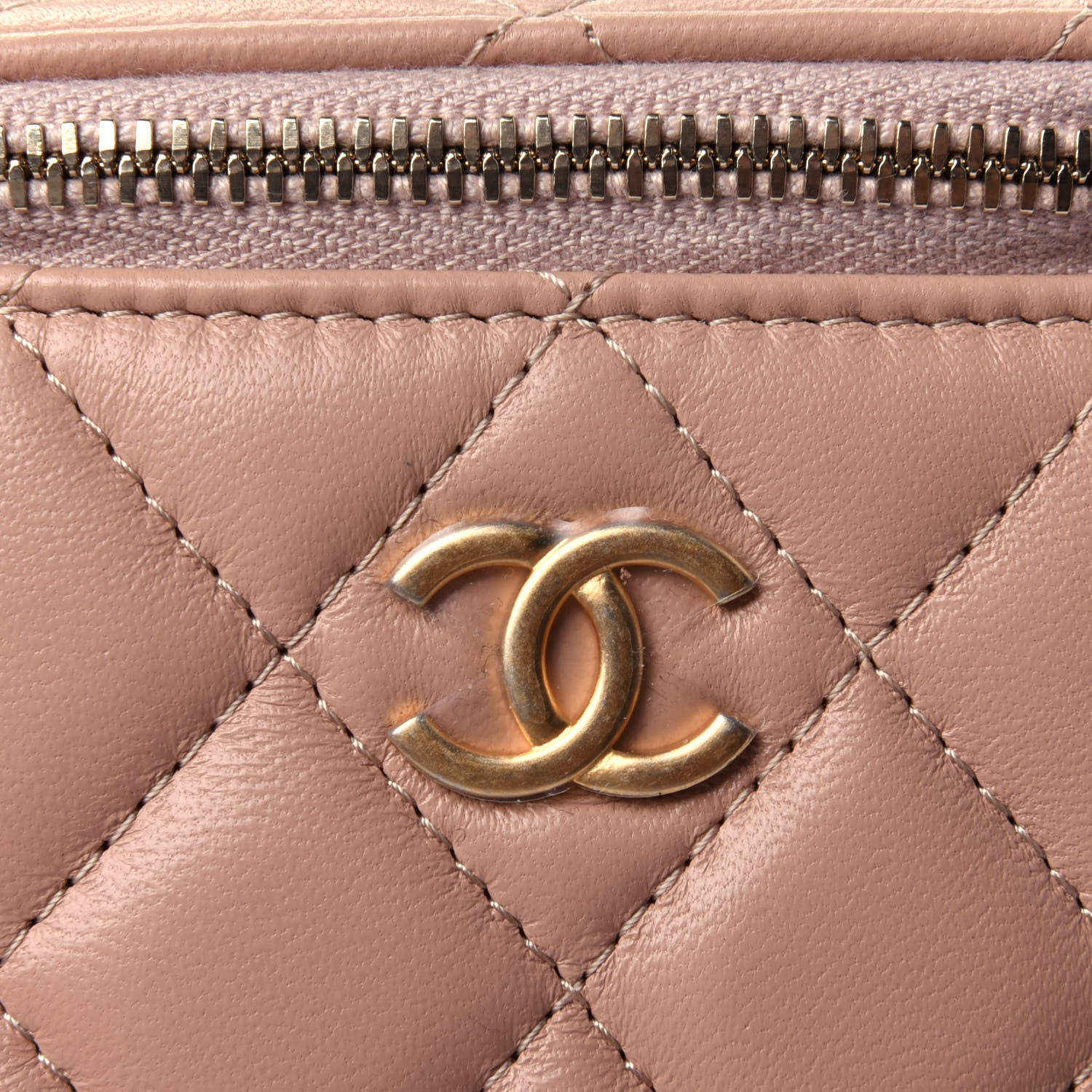 Chanel Lambskin Quilted Top Handle Mini Vanity Case With Chain Beige 4 of 4