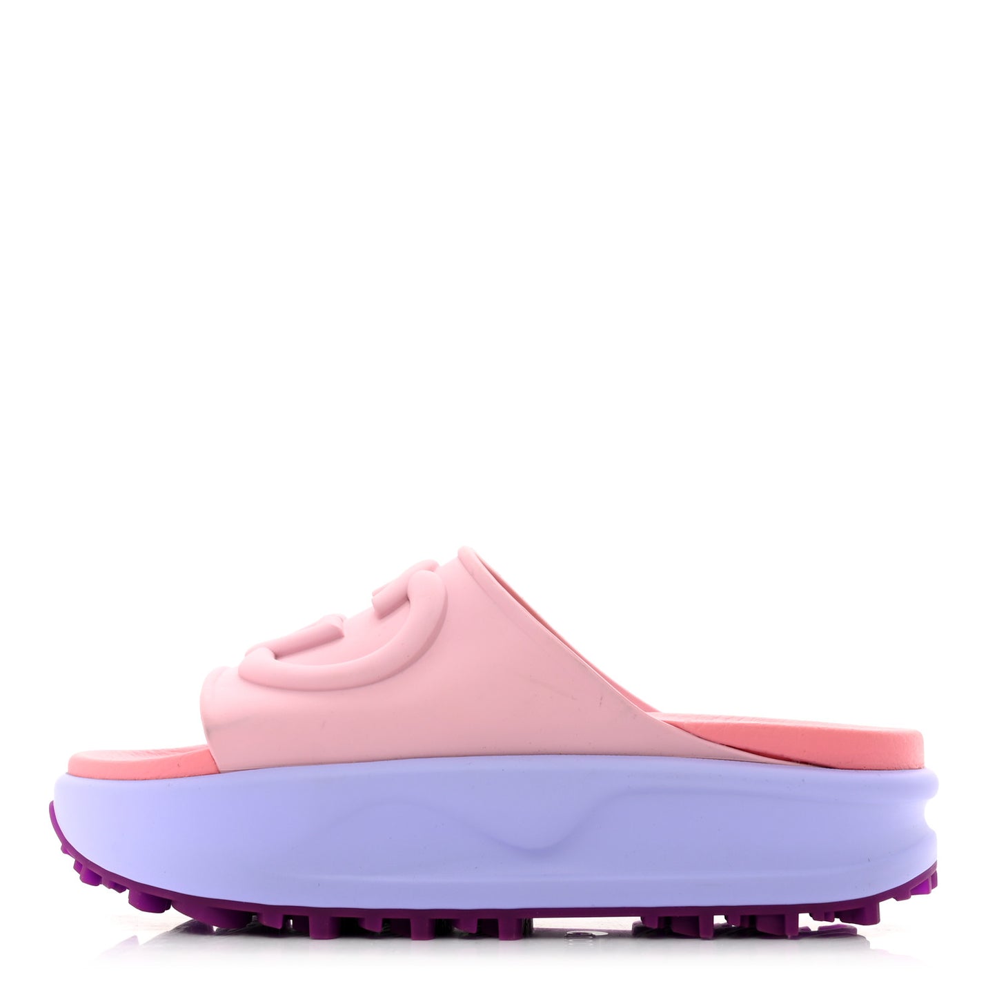 Soft Rubber Womens Interlocking G Platform 42mm Slide Sandals 36 Sugar Pink