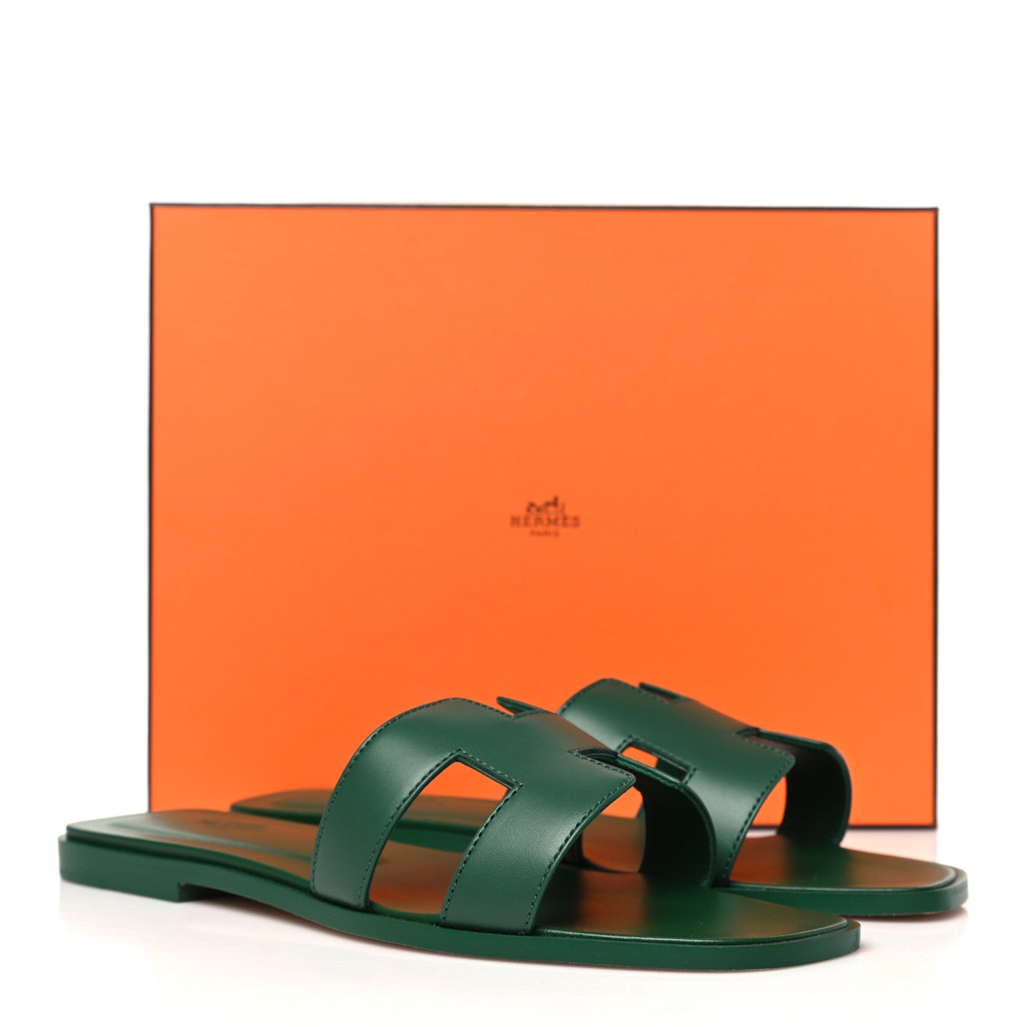 Hermes Calfskin Oran Sandals 40 Vert Viride 10 of 10