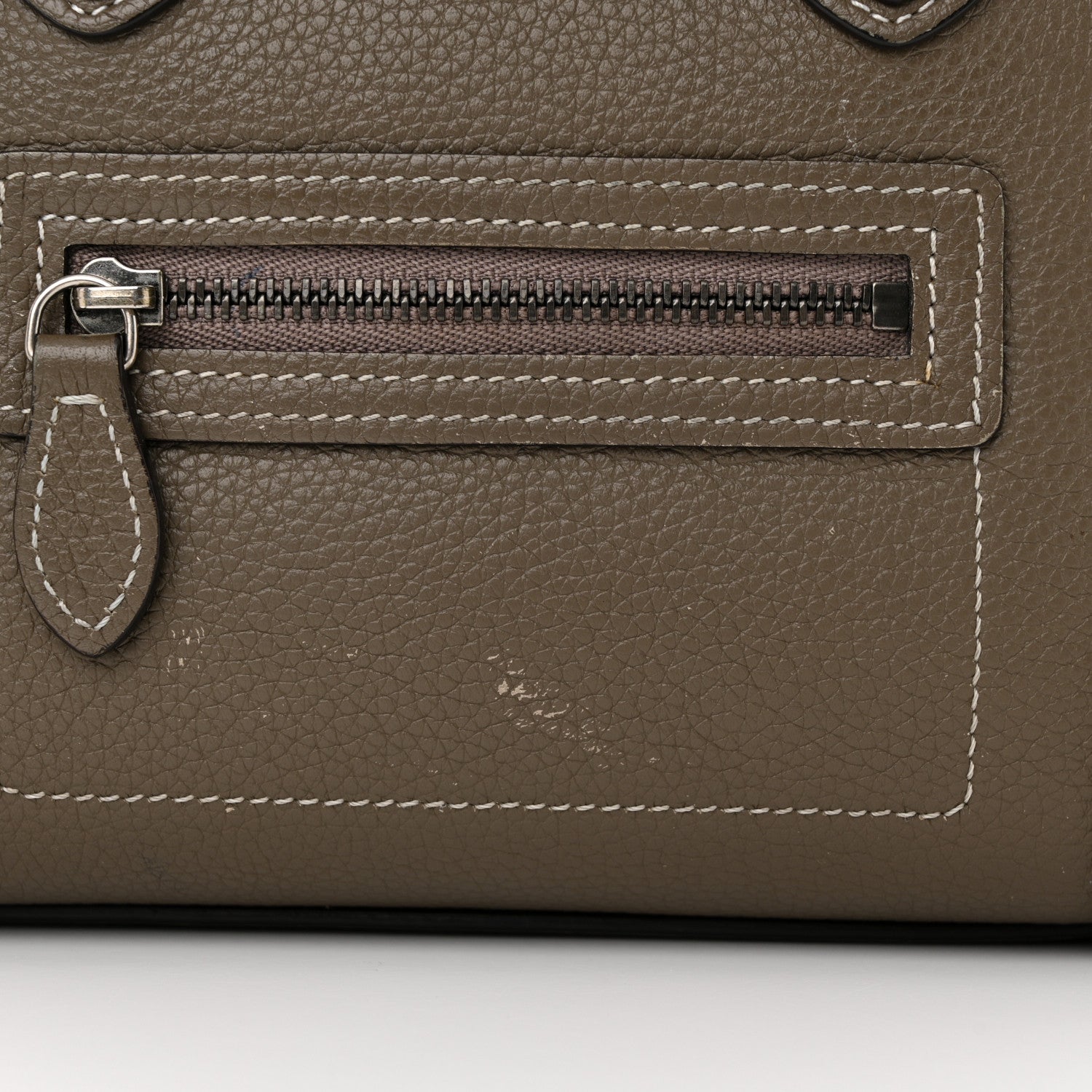 Celine Drummed Calfskin Nano Luggage Souris 13 of 20