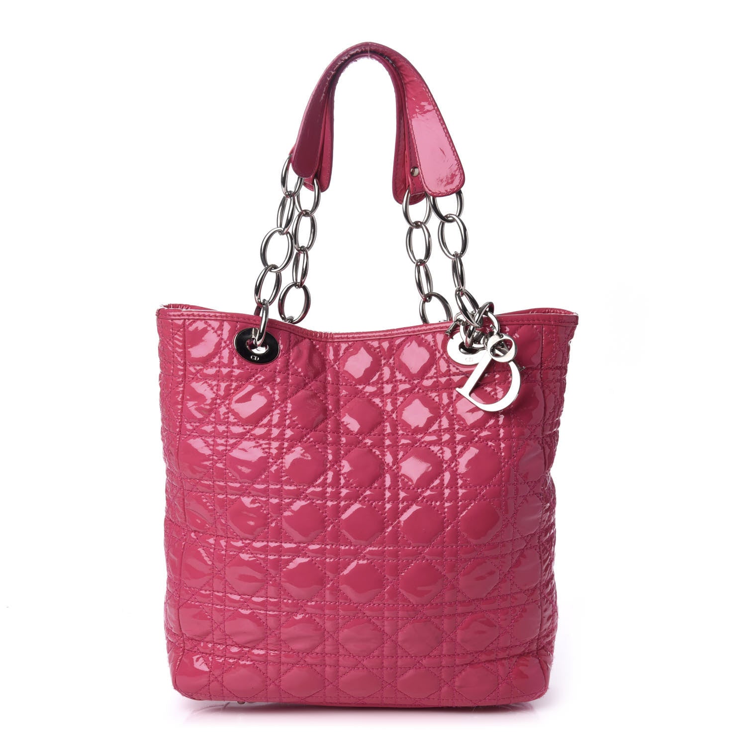 Christian Dior Patent Cannage Dior Soft Vertical Shopping Tote Pink 1 of 13