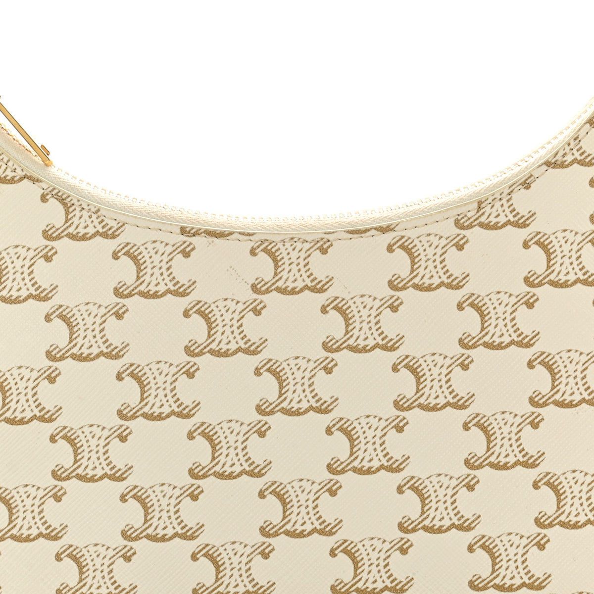 Canvas Calfskin Ava Triomphe Shoulder Bag White