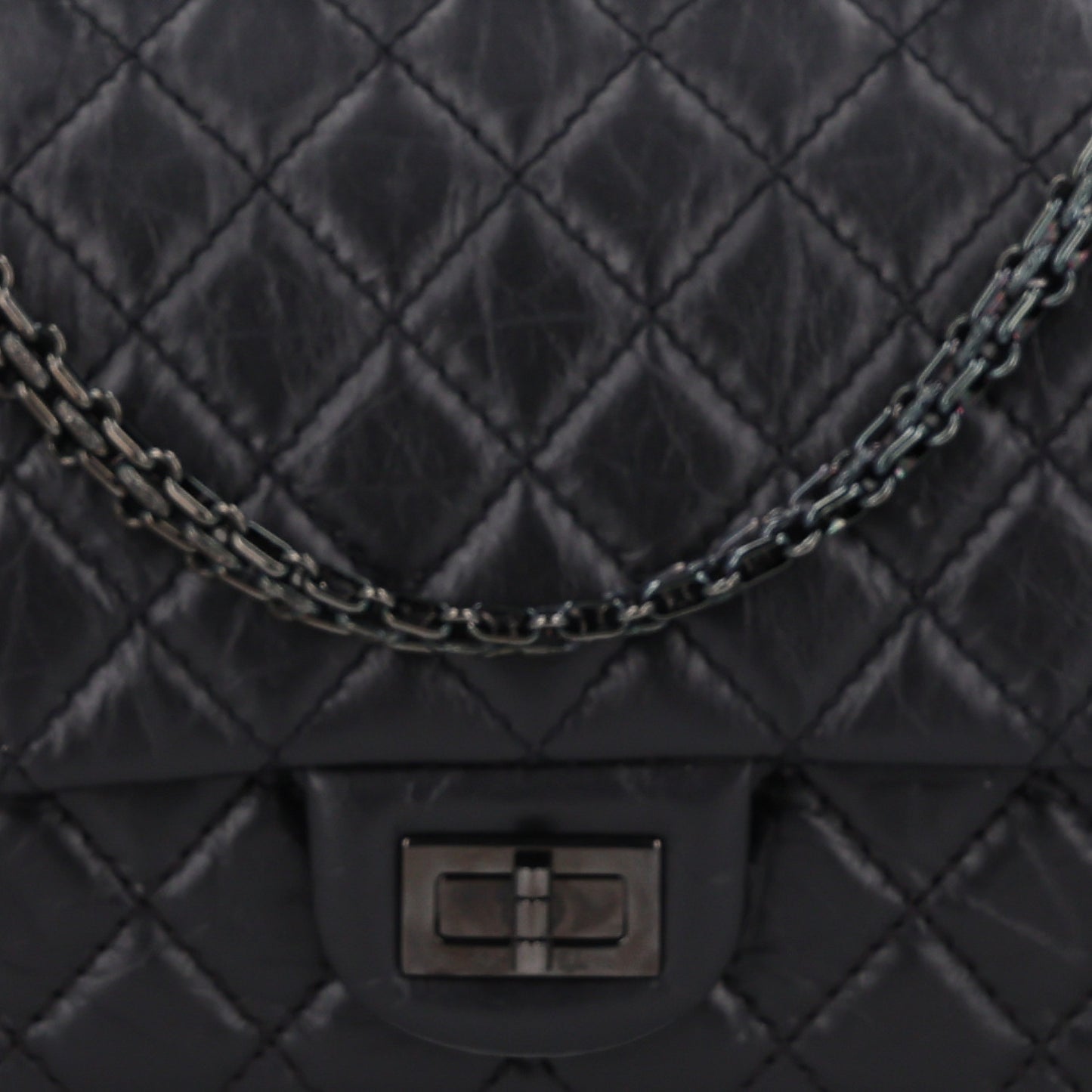 Aged Calfskin Quilted 2.55 Reissue 225 Flap So Black