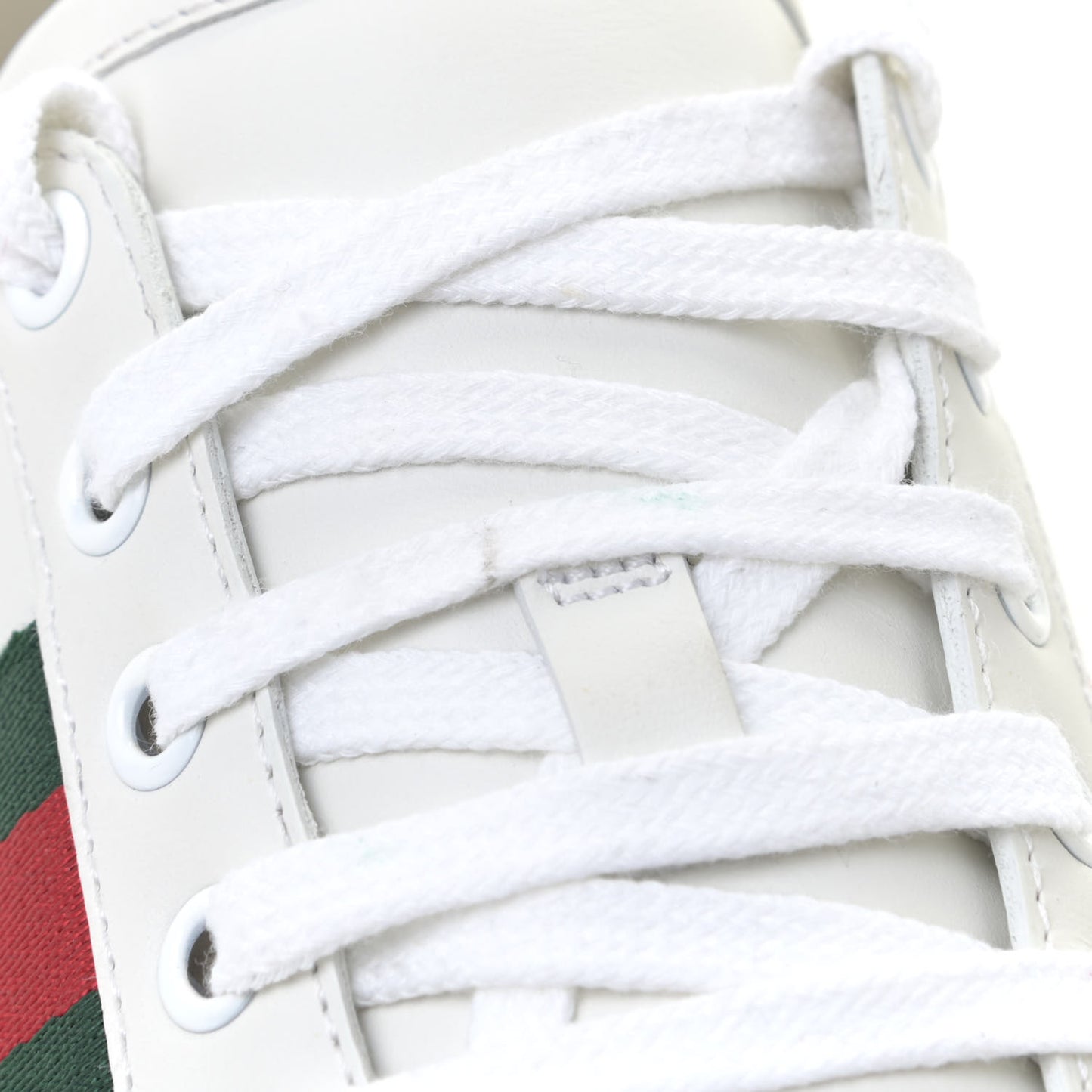 Calfskin Crocodile Web Womens Ace Sneakers 38 White Green