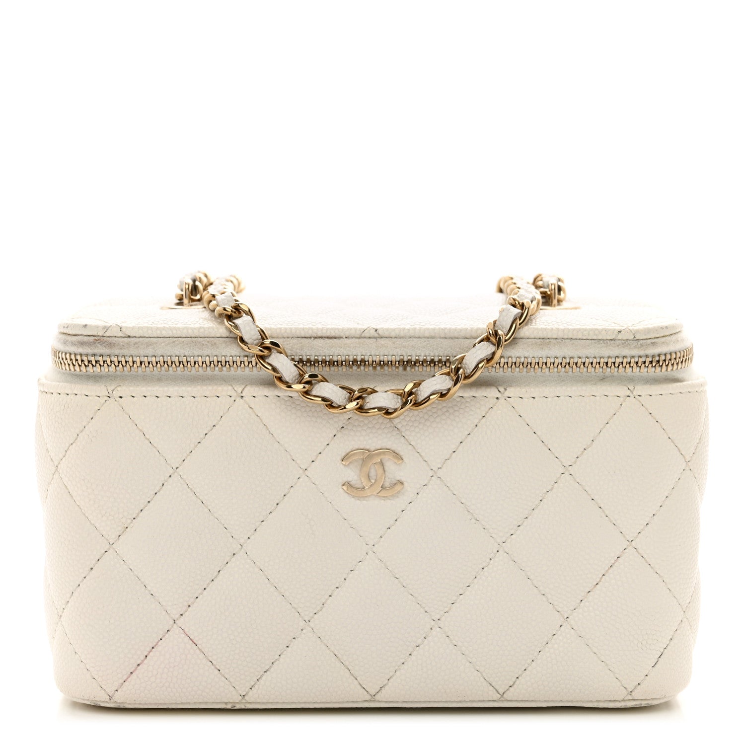 Chanel Caviar Quilted Small Vanity Case With Chain White 1 of 13