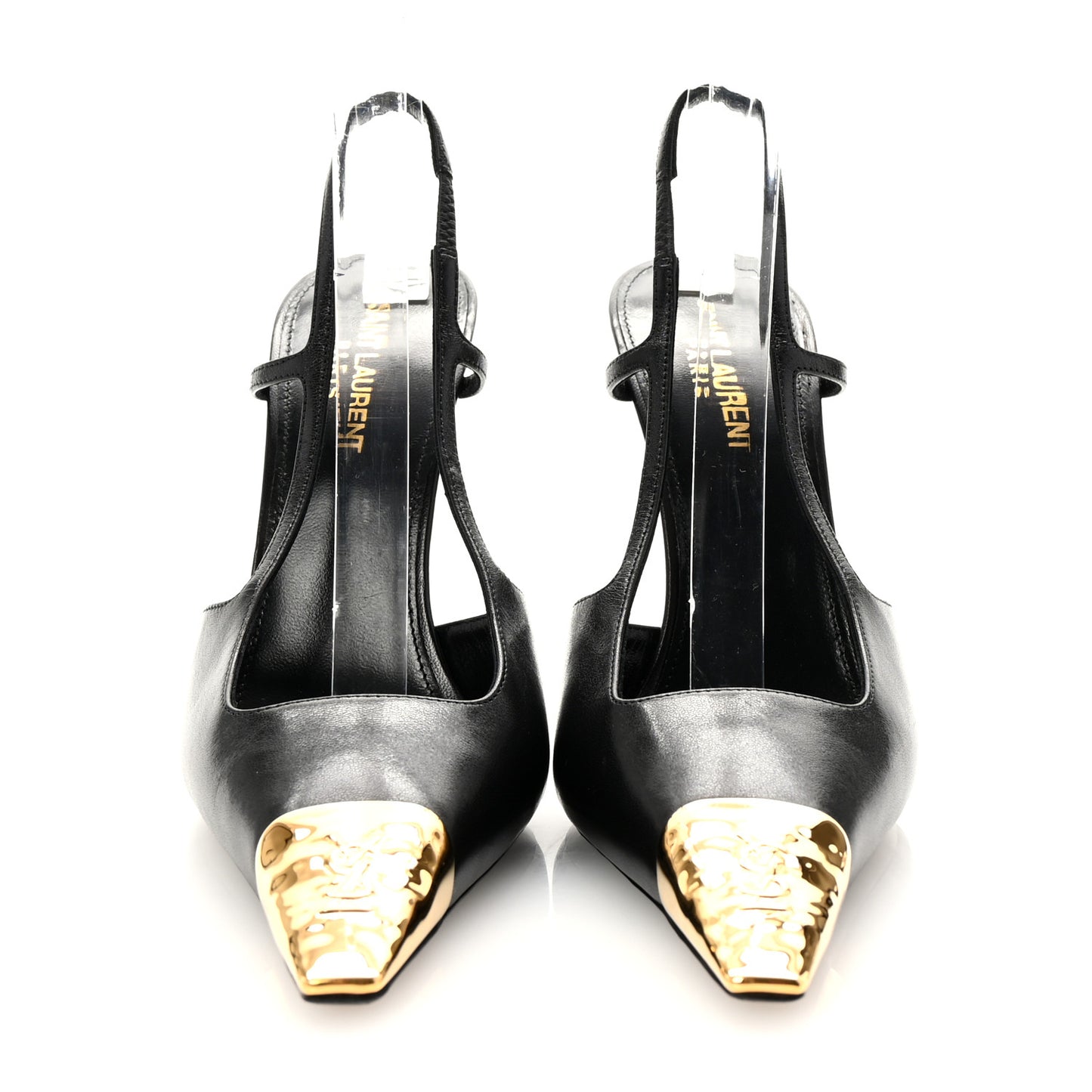 Smooth Calfskin Jeanne 110 Slingback Pumps 39 Black Gold