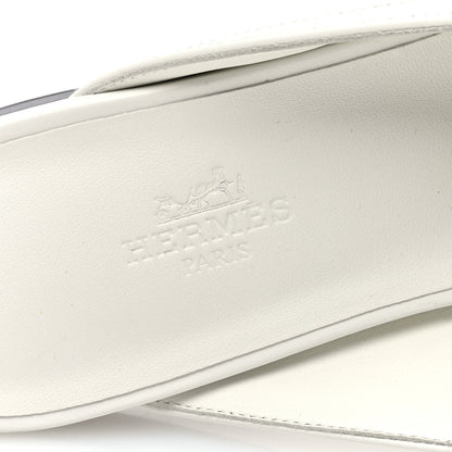 Hermes Calfskin Womens Groupie Mules 39 White 7 of 9