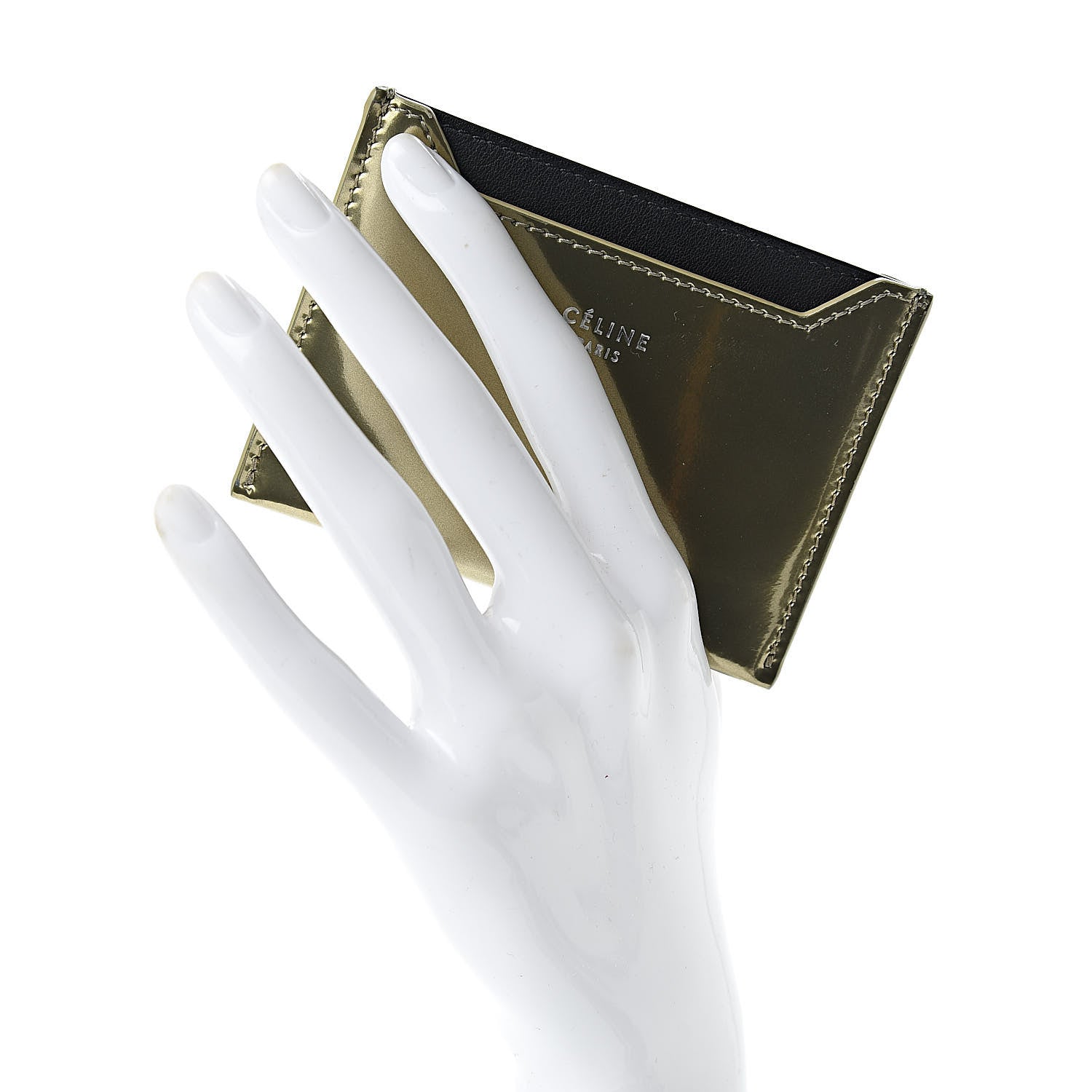 Celine Metallic Calfskin Card Holder Gold 2 of 6