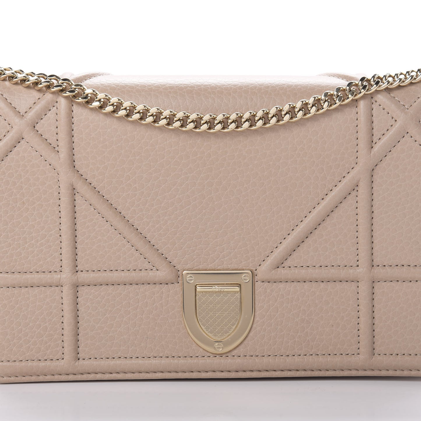 Grained Calfskin Diorama Wallet on Chain Pouch Nude