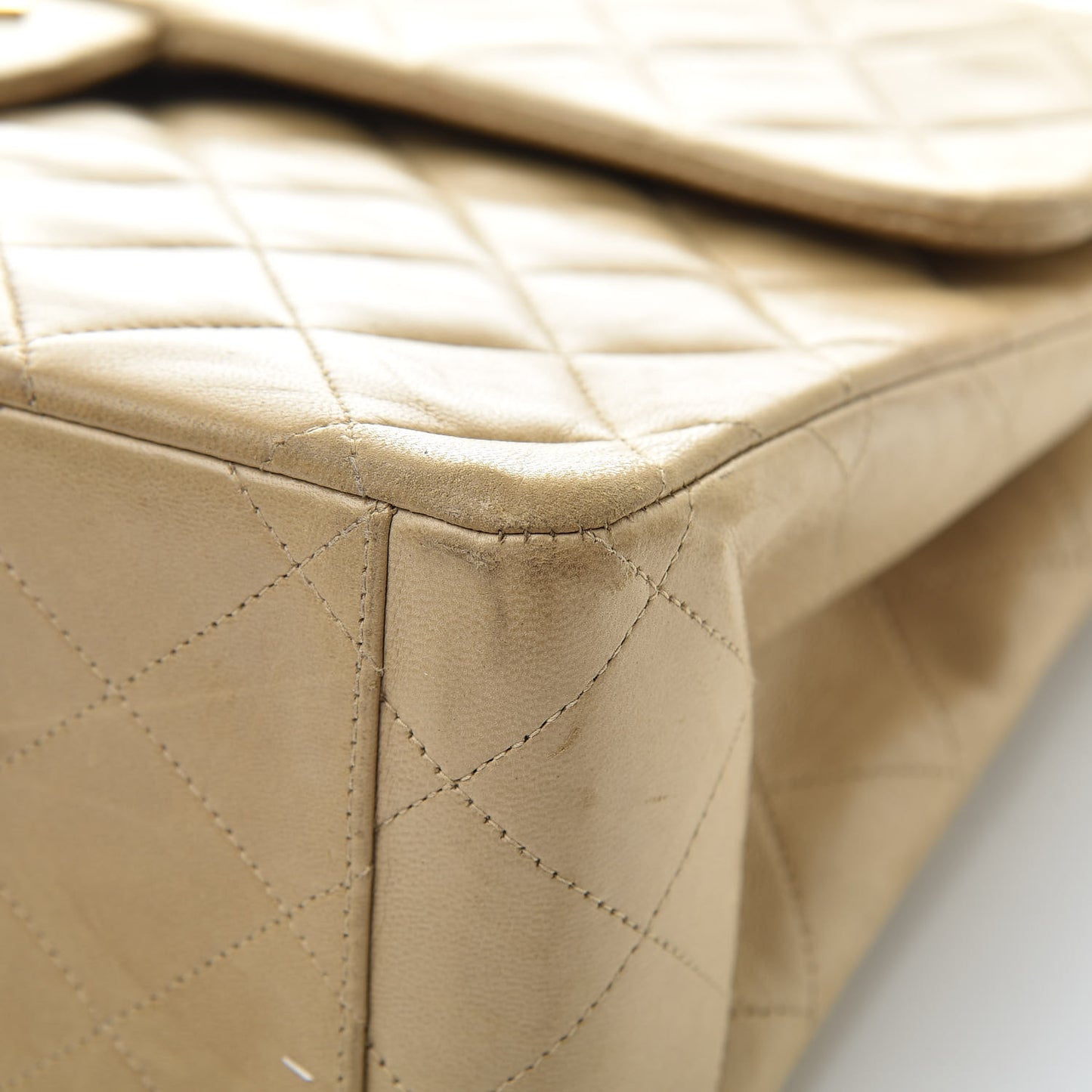 Lambskin Quilted Maxi Single Flap Dark Beige