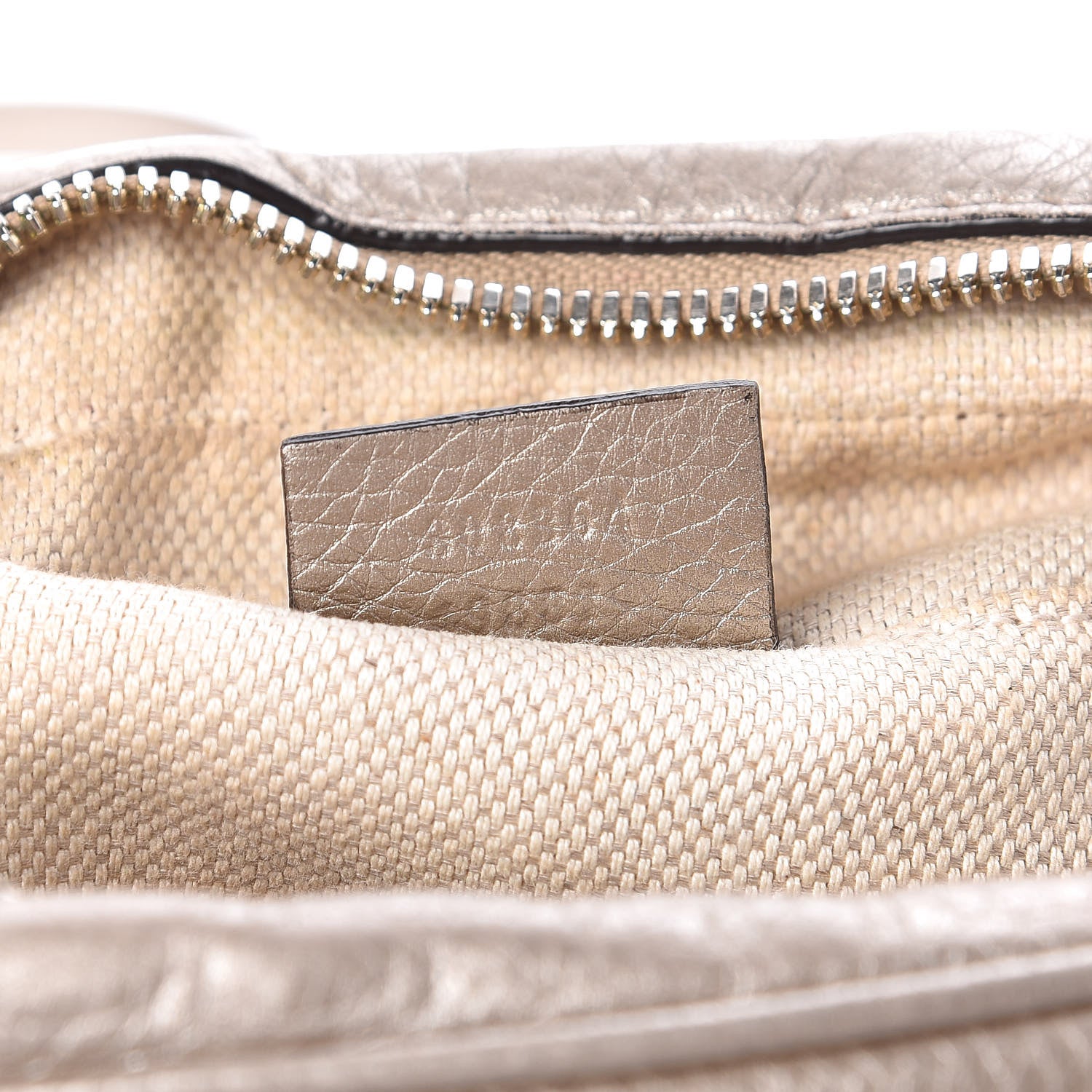 Gucci Metallic Pebbled Calfskin Small Soho Disco Bag Golden Beige 7 of 12