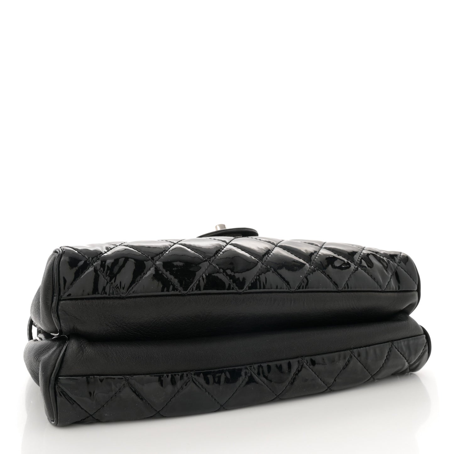 Patent Quilted Medium Rock In Rome Single Flap Black