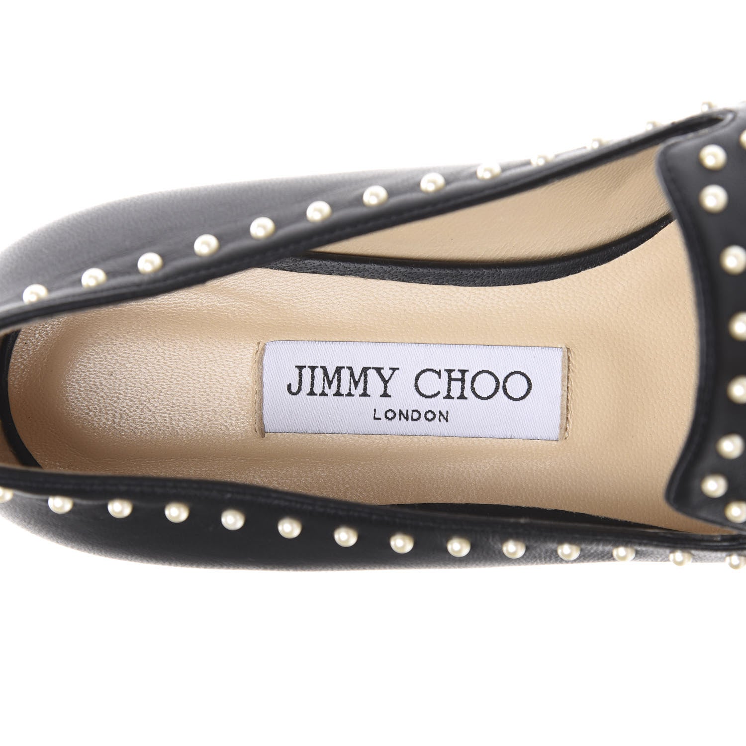 Jimmy Choo Nappa Pearl Studded Jaida Flat Loafer 39.5 Black 6 of 8