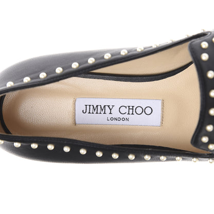 Jimmy Choo Nappa Pearl Studded Jaida Flat Loafer 39.5 Black 6 of 8