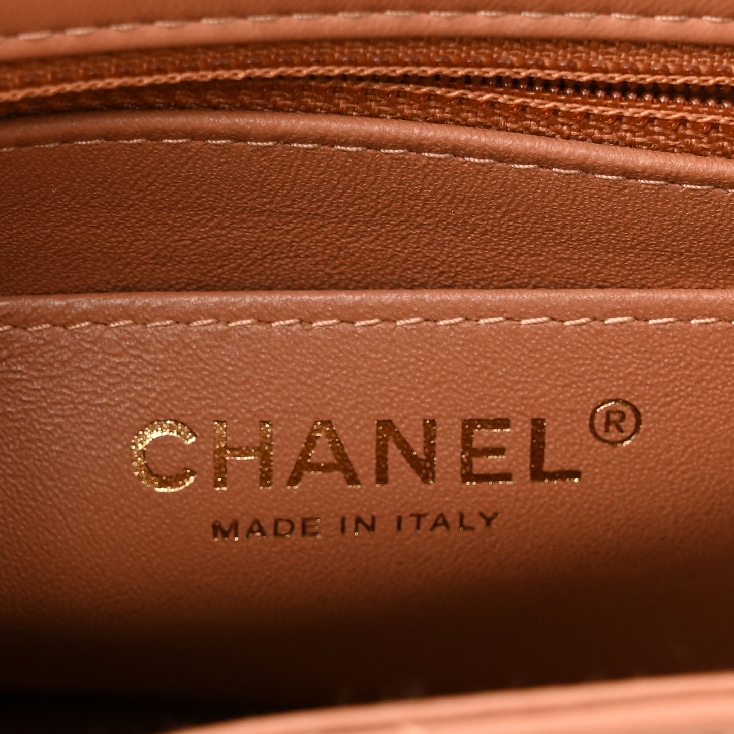 Lambskin Quilted Mini Square Flap Brown
