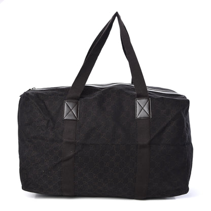Gucci Denim Monogram Large Collapsible Carry On Duffle Bag Brown 1 of 10
