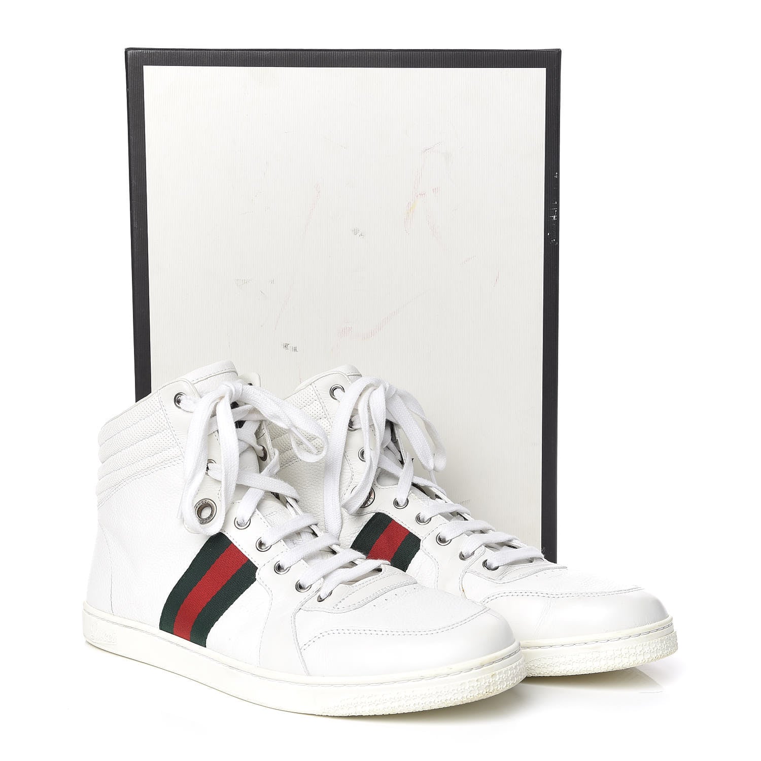 Gucci Calfskin Web Mens Coda High Top Sneakers 9 White 14 of 14