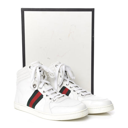 Gucci Calfskin Web Mens Coda High Top Sneakers 9 White 14 of 14