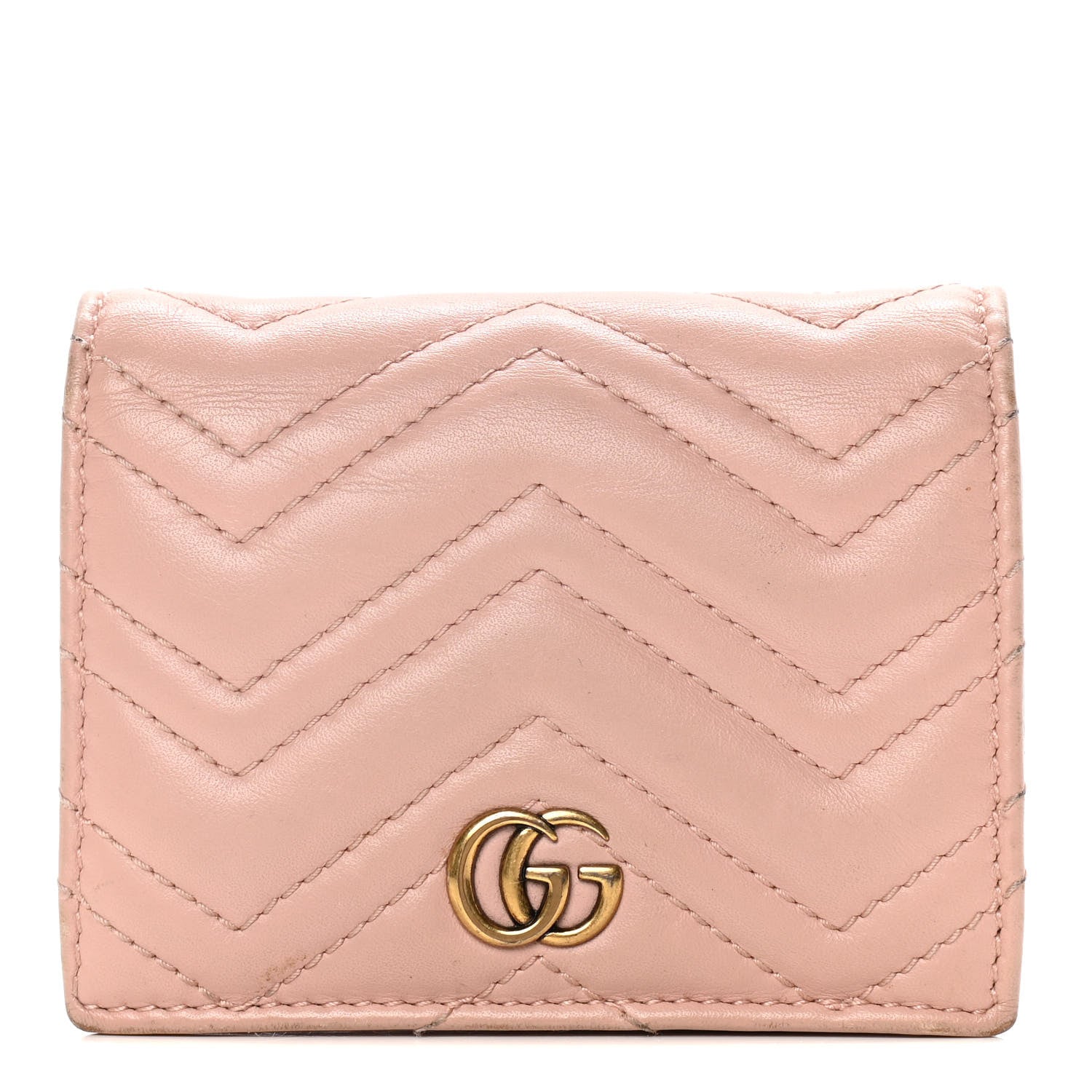 Gucci Calfskin Matelasse GG Marmont Card Case Wallet Perfect Pink 1 of 16