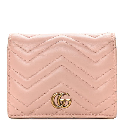 Gucci Calfskin Matelasse GG Marmont Card Case Wallet Perfect Pink 1 of 16