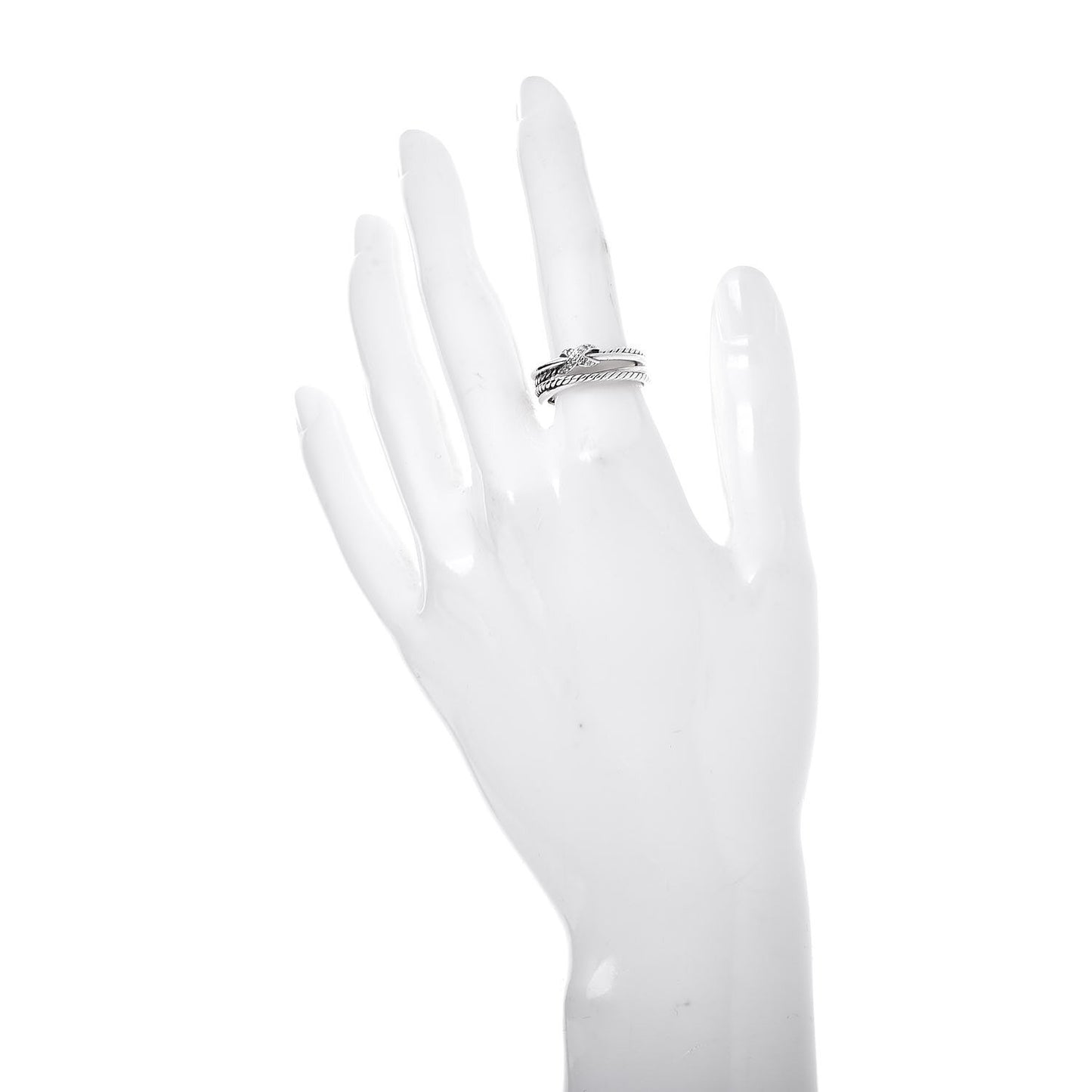 Sterling Silver Diamond X Crossover Ring 52 6