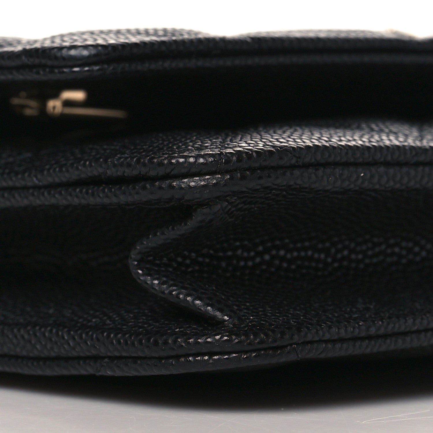 Chanel Caviar Quilted Striated CC Wallet On Chain WOC Black 9 of 11