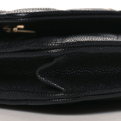 Chanel Caviar Quilted Striated CC Wallet On Chain WOC Black 9 of 11