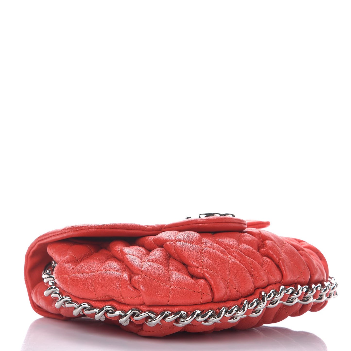 Washed Lambskin Quilted Mini Chain Around Flap Red