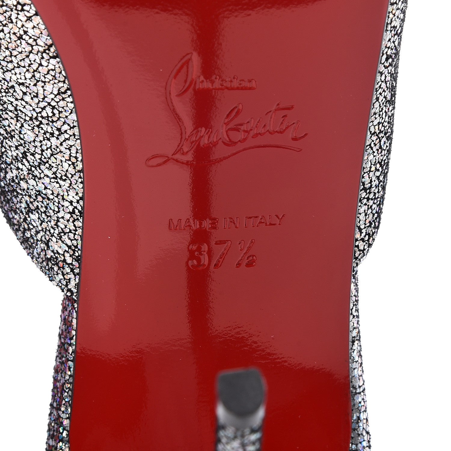 Christian Louboutin Nappa Mica PVC Glitter Predumule 100 Pumps 37.5 Silver 6 of 8